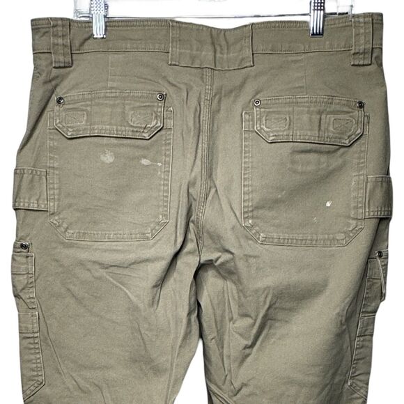 Duluth Trading Co Flex Fire Hose Cargo Pants Men 37x30 Khaki Distressed Workwear - Picture 4 of 11